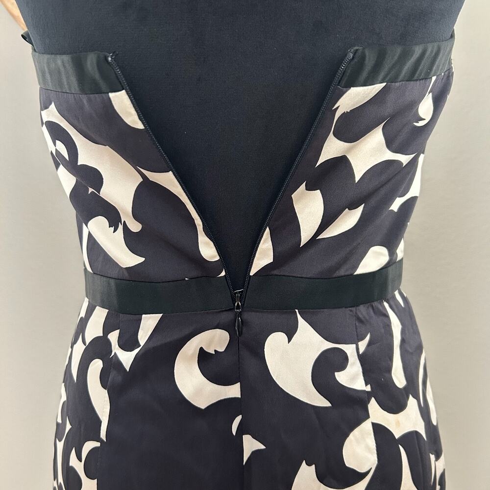 Milly New York Silk Dress SZ4 Strapless Sheath Black White Designer Occasion - Picture 8 of 12